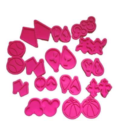 B083 Hot Selling Keyring Molds Bpa Free Shiny Resin Silicone 2 pcs  Earring Mold