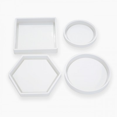 DIY round square hexagon epoxy silicone molds geode coaster resin mold for home decoration