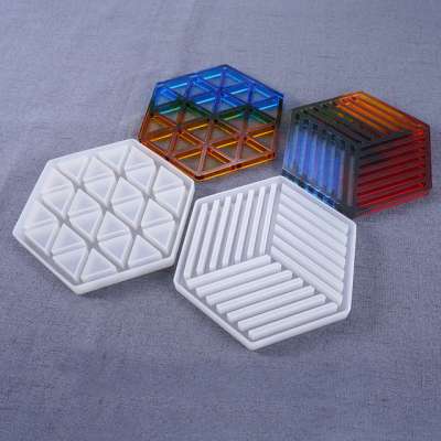 Creative Hexagonal hollow shape plaster mold tray mould craft molds coaster silicone mold