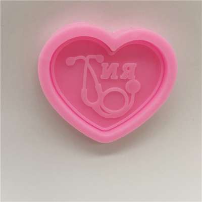 S01 Shiny 1.89inch Stethoscope Love Shape silicone badge mold for phone socket