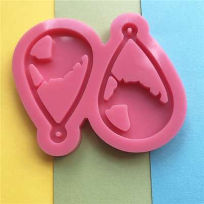 B090 Best Selling Keyring Mould Silicone Shiny Resin 2 Pcs Tear Earring Mold